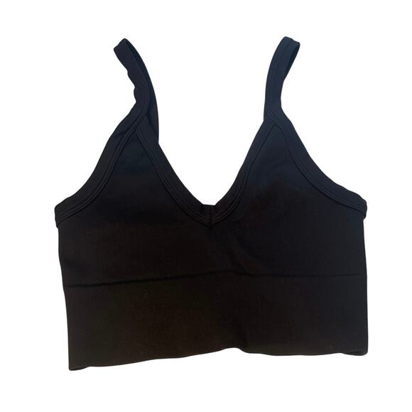 CheekyBliss Tops - Cheeky Bliss All the Feels Tank Women's One Size Black Ribbed V-Neck Cropped